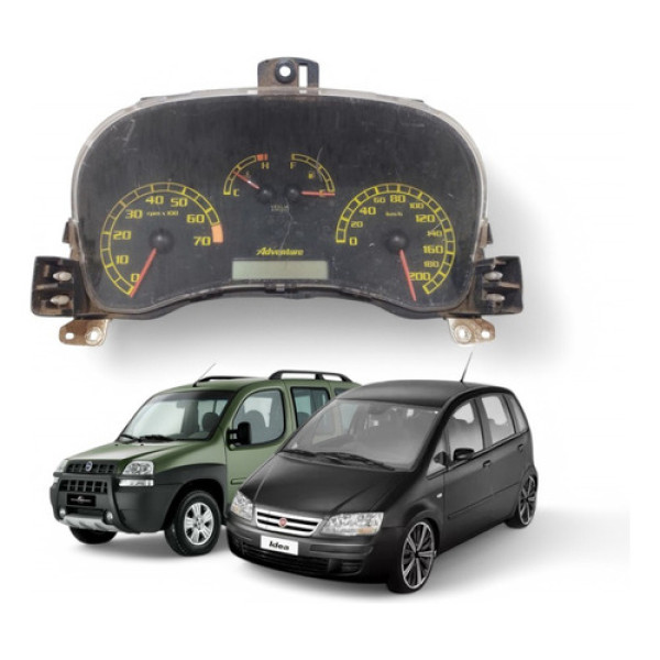 Painel  Velocímetro Fiat Doblo Idea Adventure  2003 A 2008 Preto E Laranja