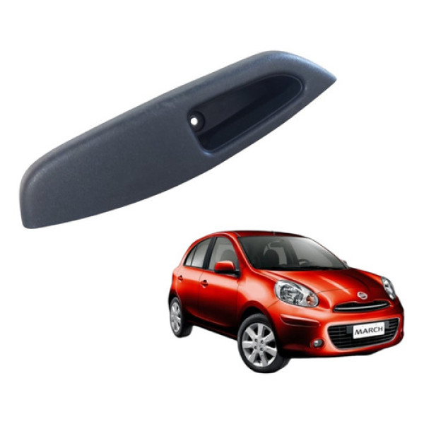 Moldura Puxador Porta Traseira Direita March 2011 A 2015 Preto Traseira