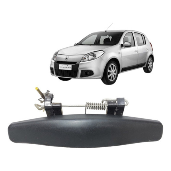 Maçaneta Externa Dianteira Direita Sandero 2007 A 2013 Preto Dianteira