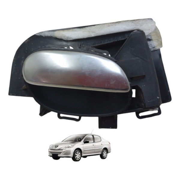 Maçaneta Interna Dianteira Esquerda Peugeot 206 207 Cromada Preto E Cromado