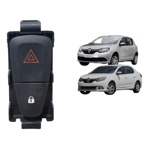 Botão Pisca Alerta Trava Portas Logan Sandero 2015 A 2019 Preto