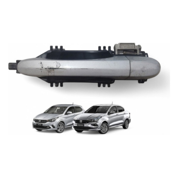 Maçaneta Externa Traseira Esquerda Argo Cronos 2017 A 2023 Prata Traseira