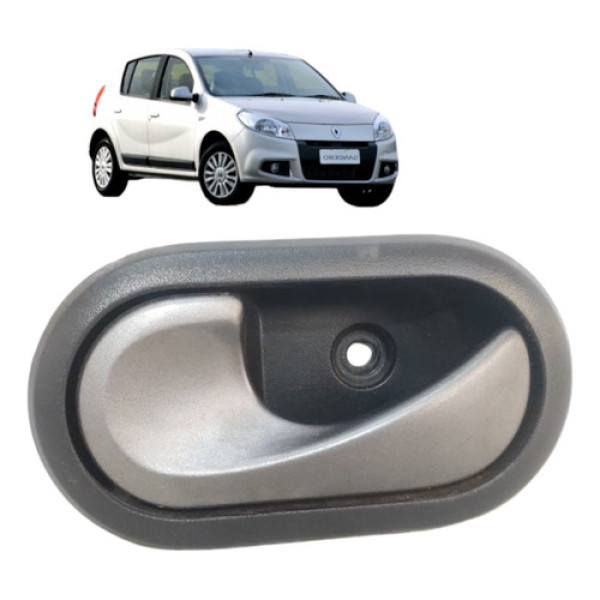 Maçaneta Interna Dianteira Esquerda Sandero 2007 A 2013 Cinza Dianteira