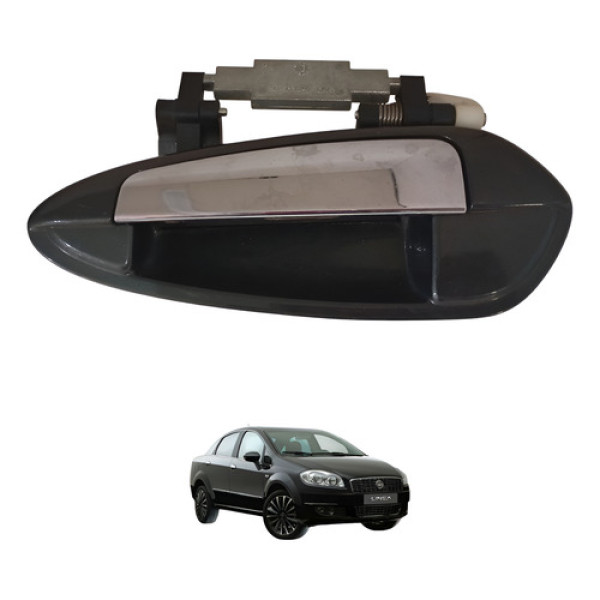 Maçaneta Externa Traseira Esquerda Linea 2008 2009 A 2015 Preto E Prata Traseira