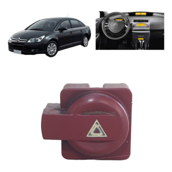 Botão Interruptor Pisca Alerta Citroen C4 Pallas 2007 A 2012 Vermelho
