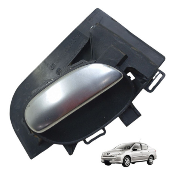 Maçaneta Interna Traseira Esquerda Peugeot 206 207 Cromada Preto E Prata
