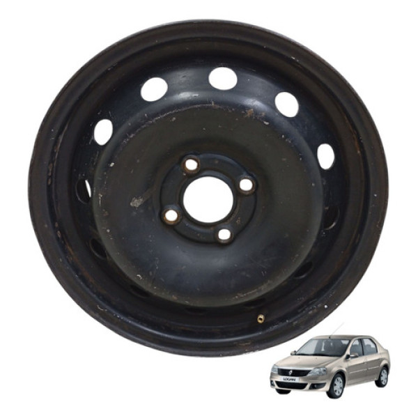 Roda Ferro Aro 15 4 Furos Sandero Logan Kwid Preto Preto