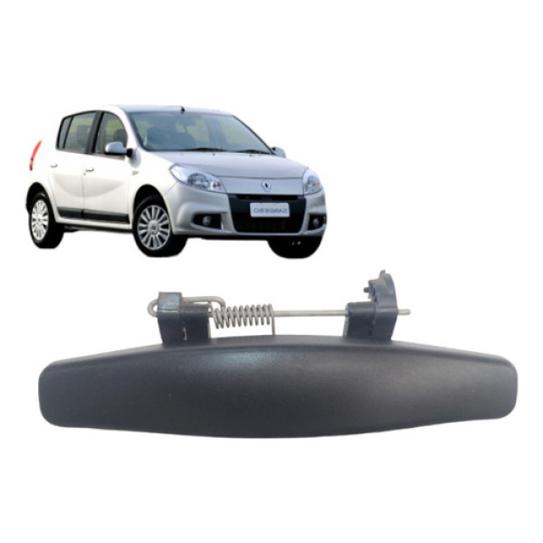 Maçaneta Externa Traseira Esquerda Sandero Logan 2007 A 2013 Preto Traseira