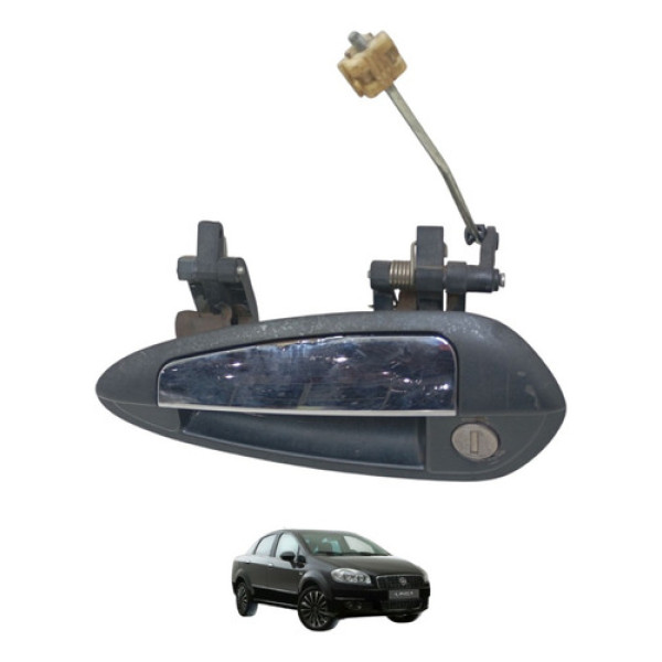 Maçaneta Externa Dianteira Esquerda S/chave Linea 2008/2015 Preto E Prata Dianteira
