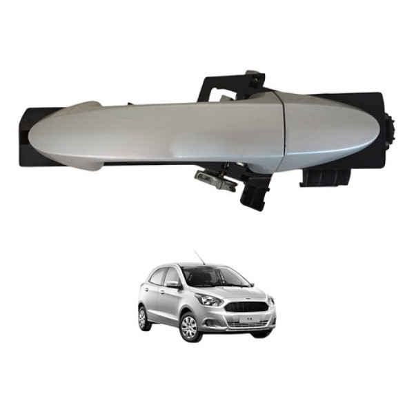 Maçaneta Ford Ka Traseira Direita 2014 2015 2016 A 2021 Preto E Prata Traseira