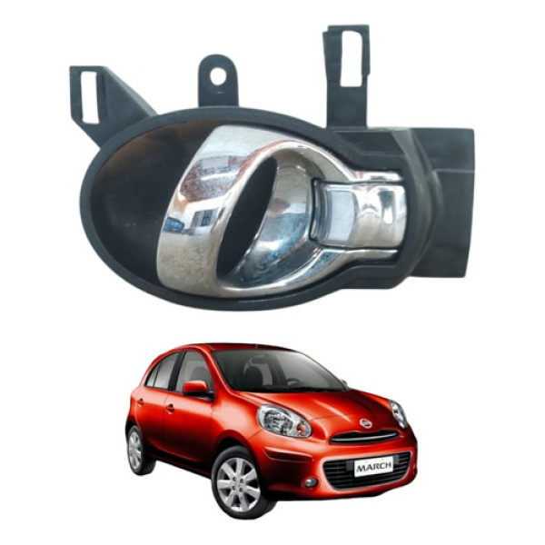 Maçaneta Interna Porta Traseira Esquerda March 2011 A 2015 Cromado Traseira