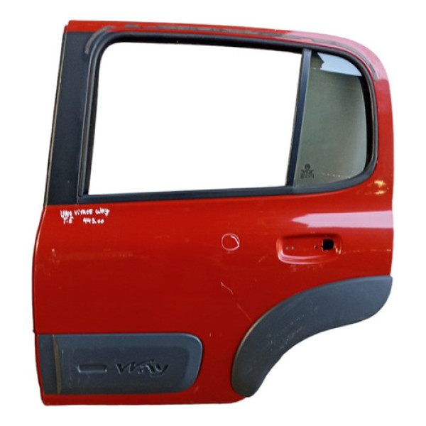 Porta Traseira Esquerda Fiat Uno Vivace Way Bom Estado  Traseira Esquerda Vermelho