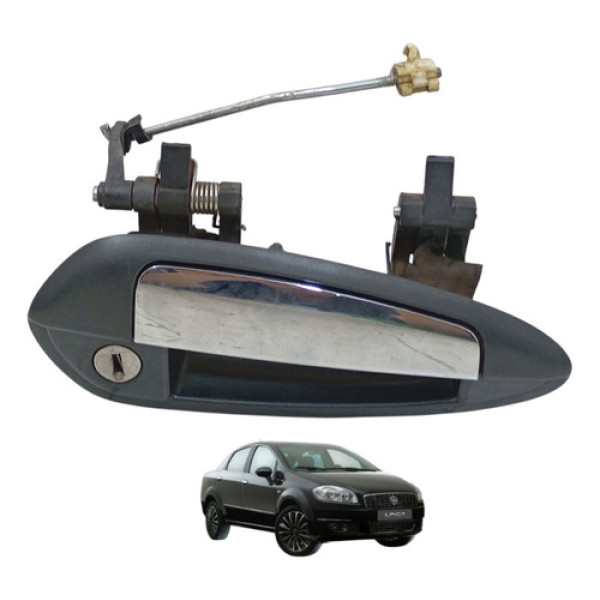 Maçaneta Externa Dianteira Direita Linea 2008 2009 A 2015 Preto E Prata Dianteira