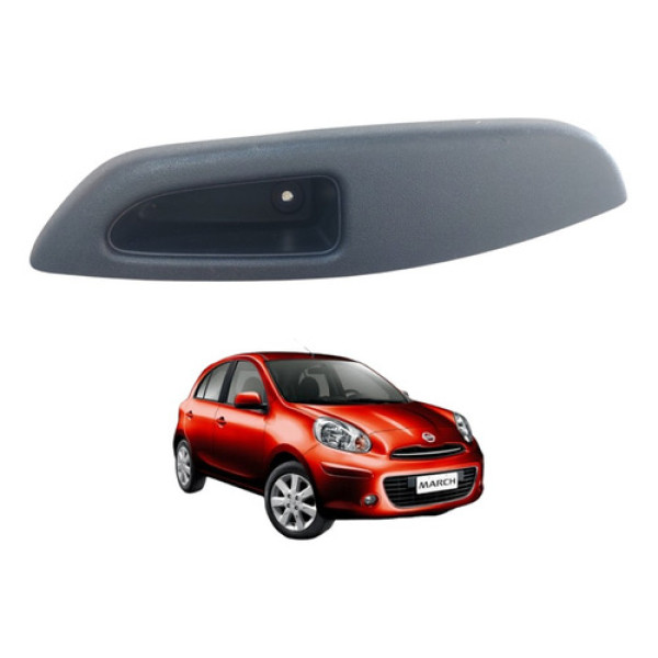 Moldura Puxador Porta Traseira Esquerda March 2011 A 2015 Preto Traseira