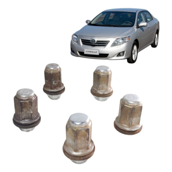 Kit Com 5 Porca Parafuso De Roda Toyota Corolla 2009 A 2014
