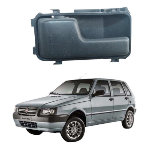 Maçaneta Int Porta Dianteira Esquerda Uno Mille 2004 A 2011 Preto Dianteira