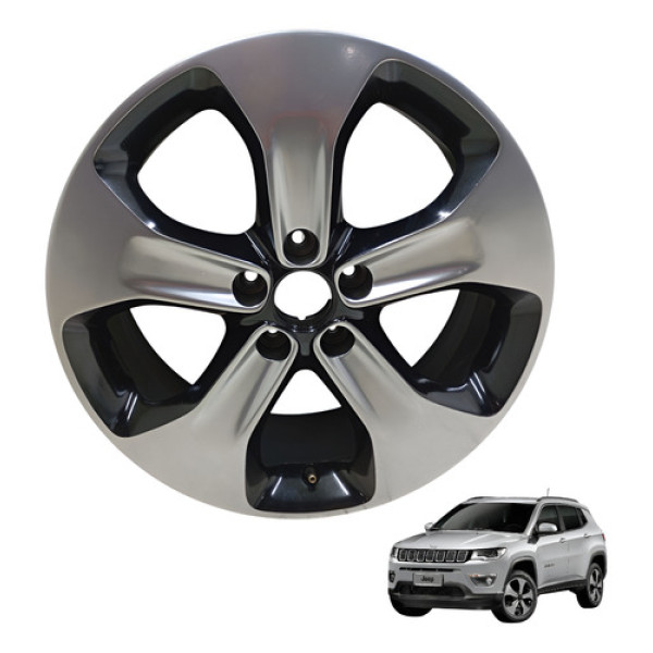 Roda Jeep Compass Aro 18 Liga Leve 5 Furos Original Preto E Prata