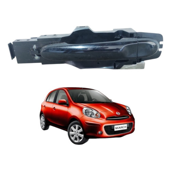 Maçaneta Externa Porta Traseira Direita March 2011 A 2015 Preto Traseira