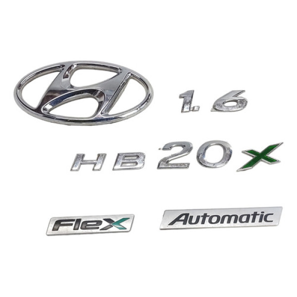 Kit Emblema Tampa Traseira Hb20 X 1.6 Automatic Flex Cromado