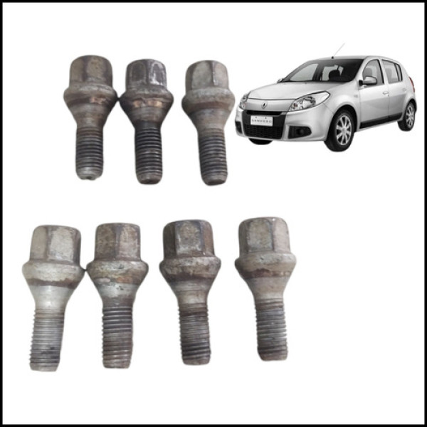 Kit 7 Parafusos De Roda Sandero 2007 A 2013 Original