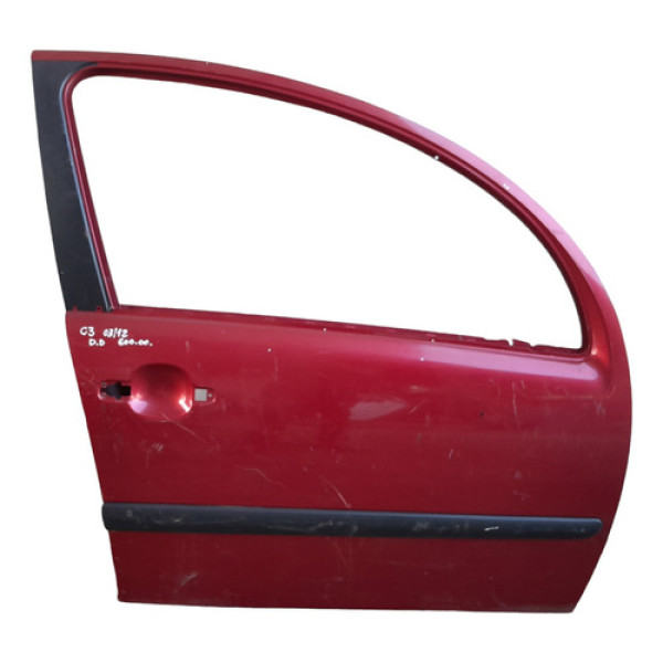 Porta Dianteira Direita Citroen C3 2003/12 Filé Original Dianteira Dianteira Vermelho